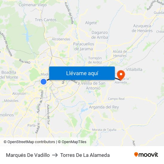 Marqués De Vadillo to Torres De La Alameda map