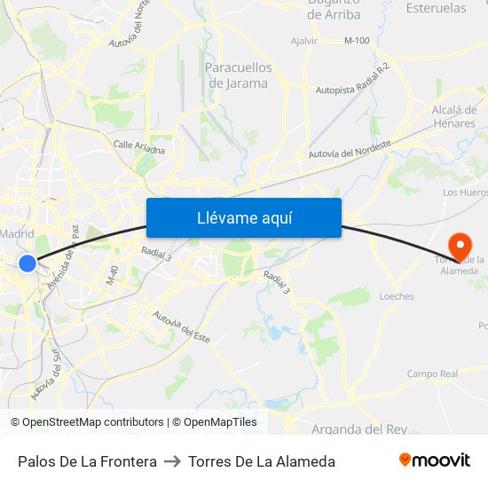 Palos De La Frontera to Torres De La Alameda map