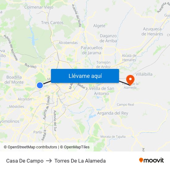 Casa De Campo to Torres De La Alameda map