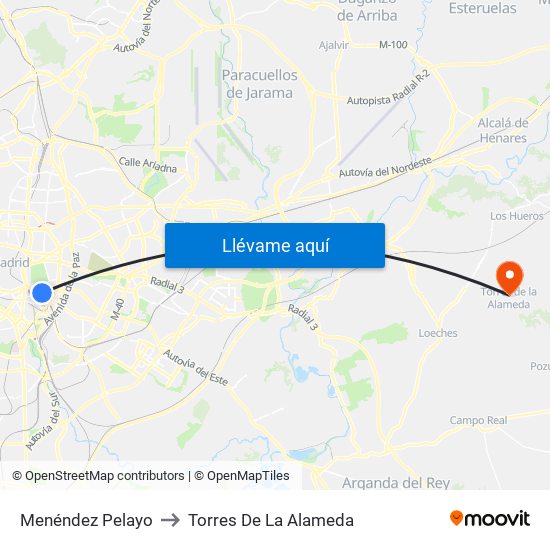 Menéndez Pelayo to Torres De La Alameda map