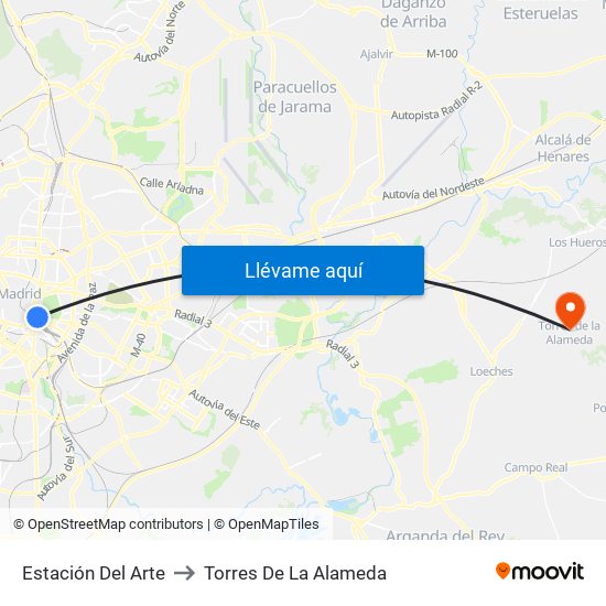 Estación Del Arte to Torres De La Alameda map