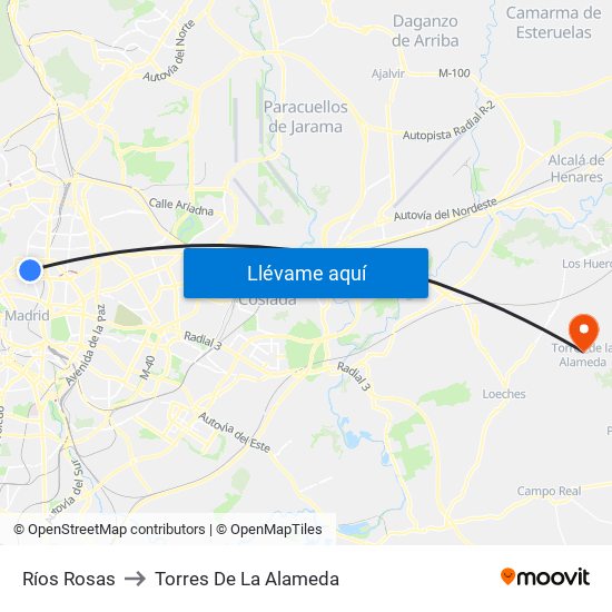 Ríos Rosas to Torres De La Alameda map
