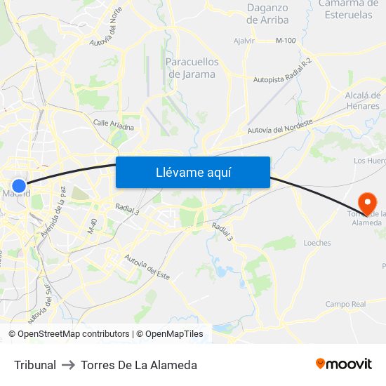 Tribunal to Torres De La Alameda map