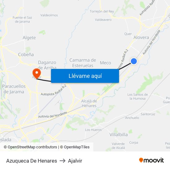 Azuqueca De Henares to Ajalvir map