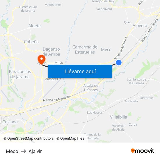 Meco to Ajalvir map