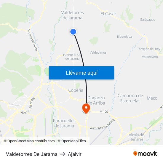 Valdetorres De Jarama to Ajalvir map