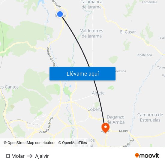 El Molar to Ajalvir map