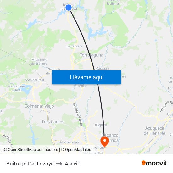Buitrago Del Lozoya to Ajalvir map