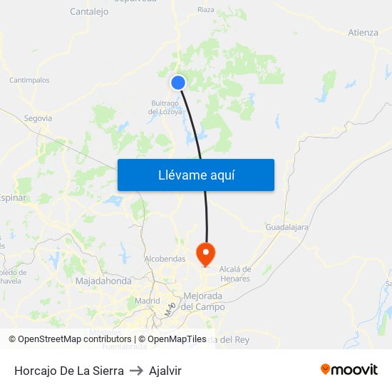 Horcajo De La Sierra to Ajalvir map