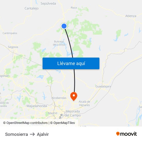 Somosierra to Ajalvir map