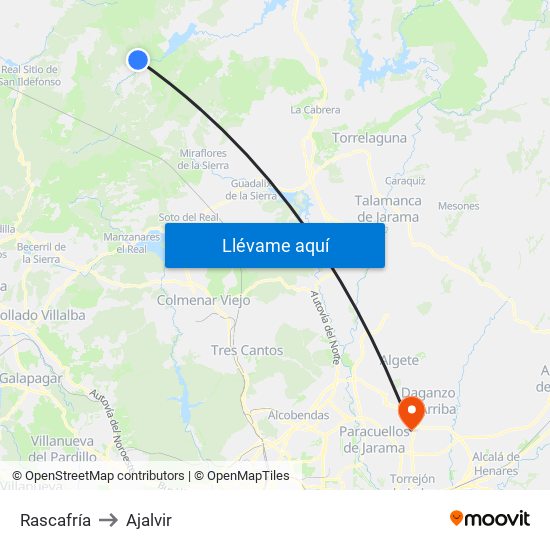 Rascafría to Ajalvir map