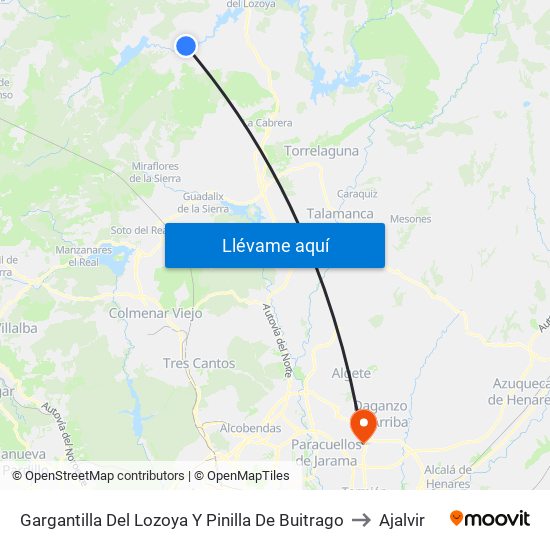 Gargantilla Del Lozoya Y Pinilla De Buitrago to Ajalvir map