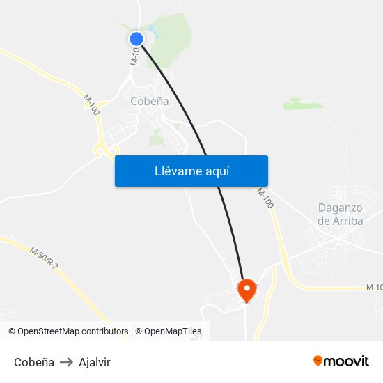 Cobeña to Ajalvir map