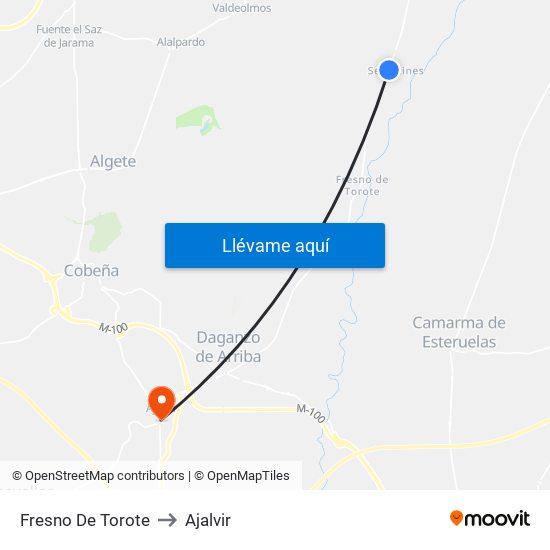 Fresno De Torote to Ajalvir map