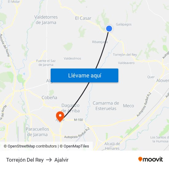 Torrejón Del Rey to Ajalvir map