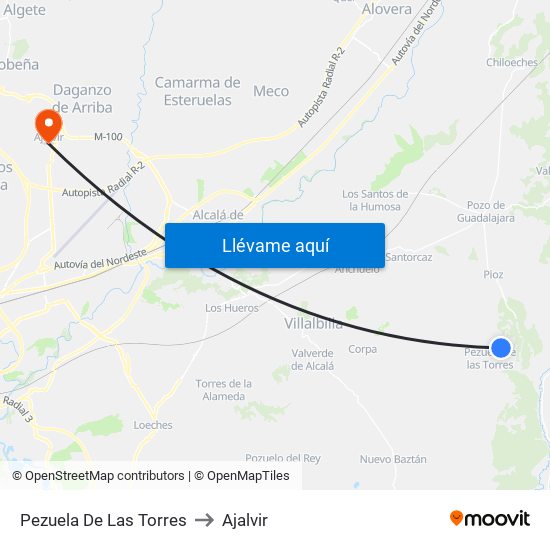 Pezuela De Las Torres to Ajalvir map