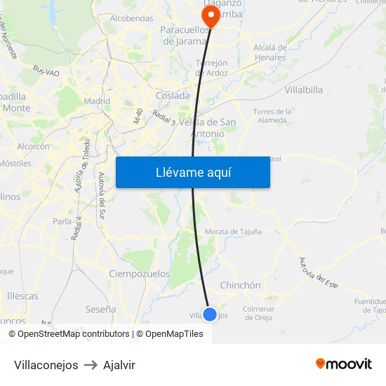 Villaconejos to Ajalvir map