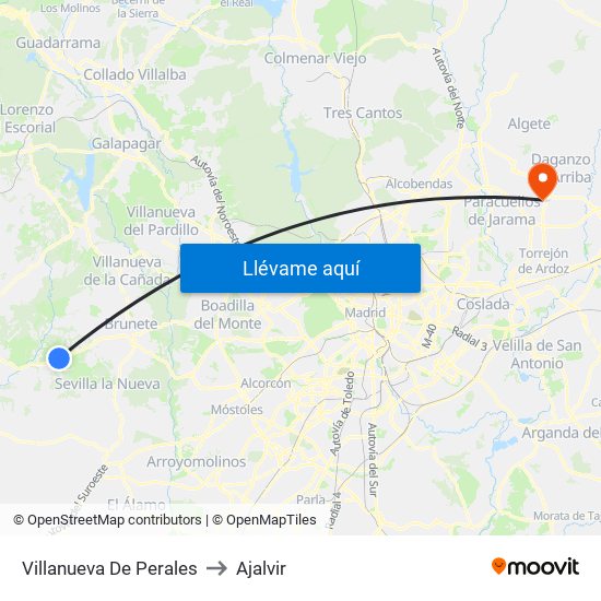 Villanueva De Perales to Ajalvir map