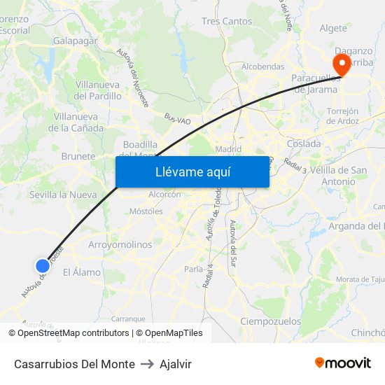 Casarrubios Del Monte to Ajalvir map