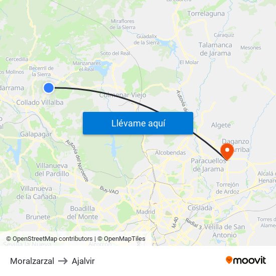 Moralzarzal to Ajalvir map