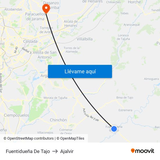 Fuentidueña De Tajo to Ajalvir map