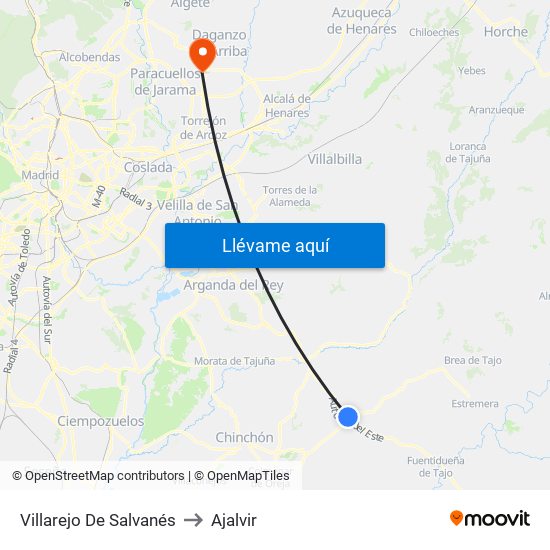 Villarejo De Salvanés to Ajalvir map