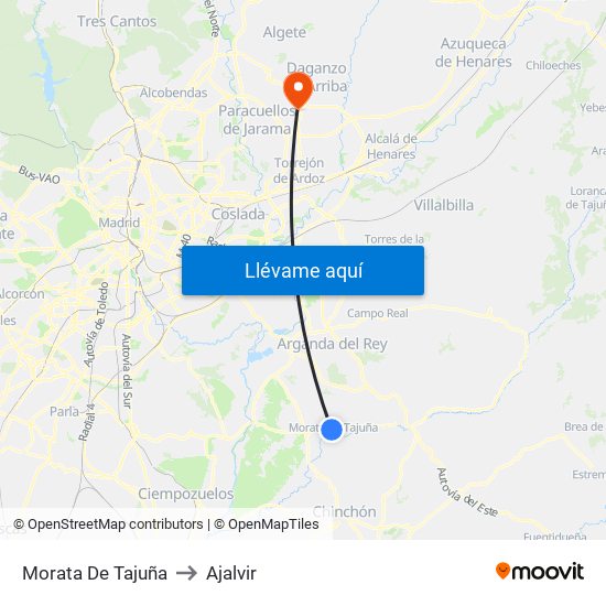 Morata De Tajuña to Ajalvir map