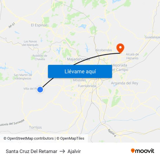 Santa Cruz Del Retamar to Ajalvir map
