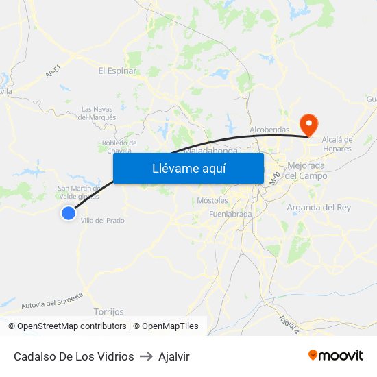 Cadalso De Los Vidrios to Ajalvir map