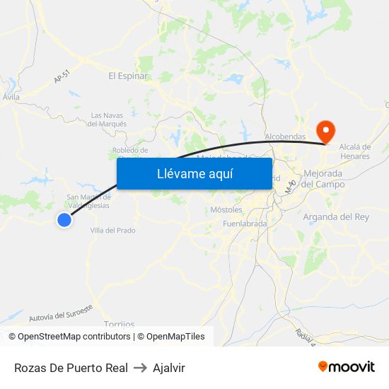 Rozas De Puerto Real to Ajalvir map