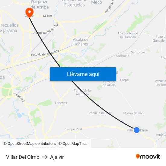 Villar Del Olmo to Ajalvir map