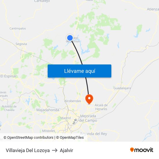 Villavieja Del Lozoya to Ajalvir map