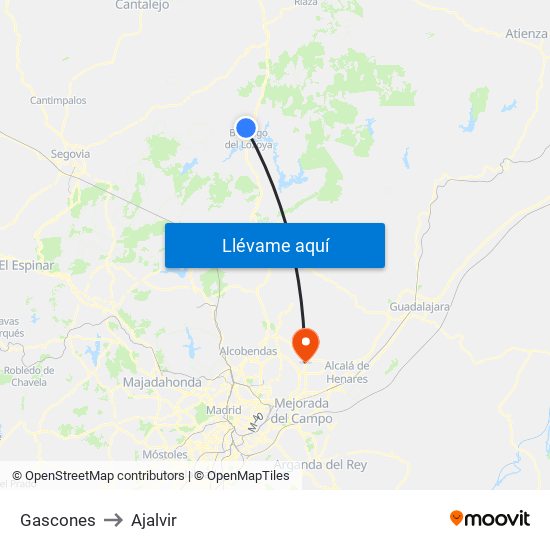 Gascones to Ajalvir map