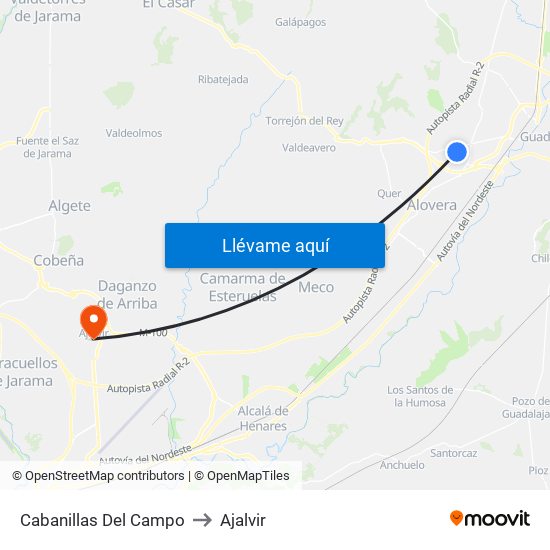 Cabanillas Del Campo to Ajalvir map