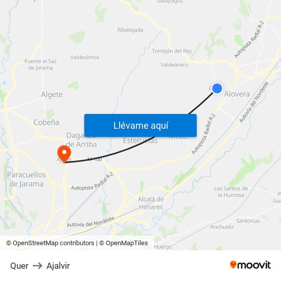 Quer to Ajalvir map