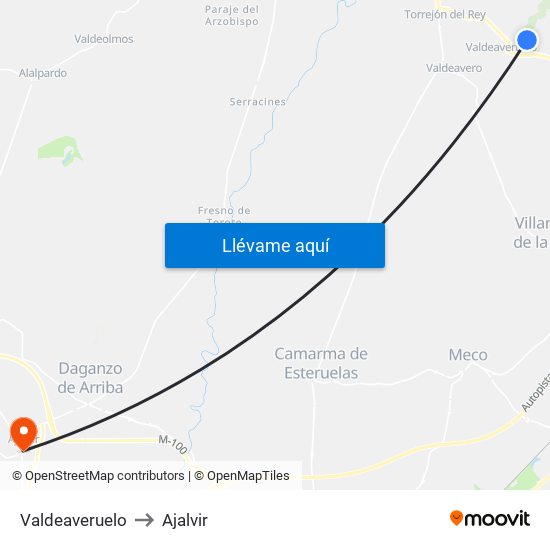 Valdeaveruelo to Ajalvir map