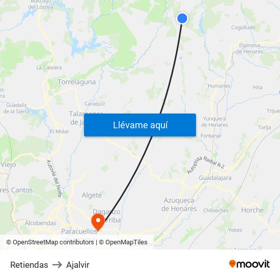 Retiendas to Ajalvir map