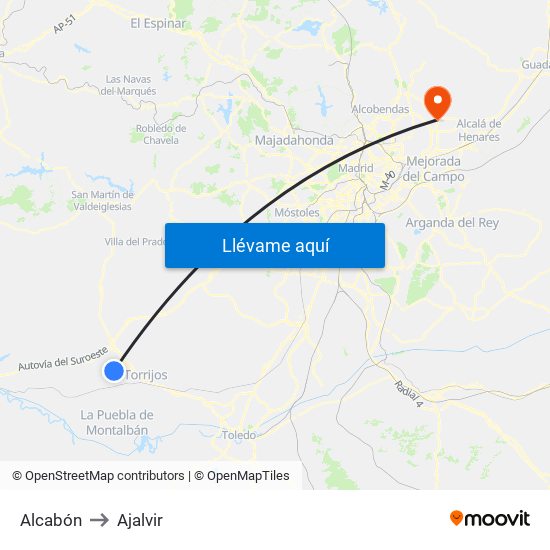 Alcabón to Ajalvir map