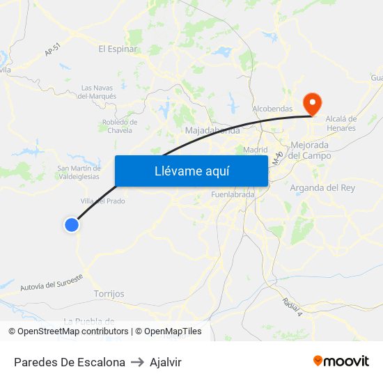 Paredes De Escalona to Ajalvir map