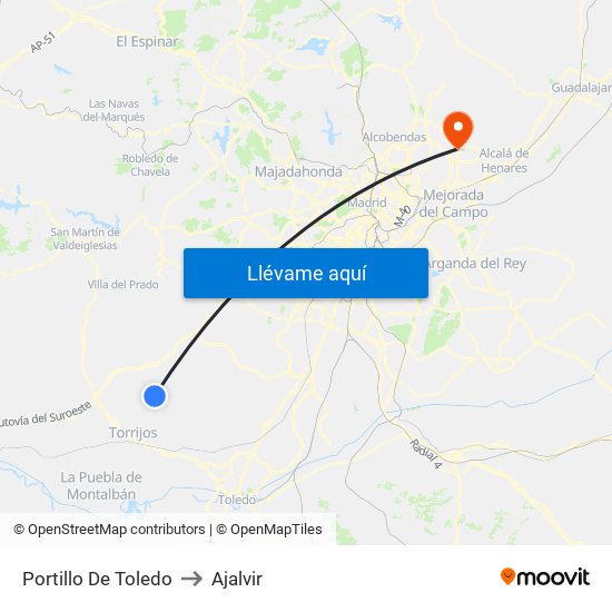 Portillo De Toledo to Ajalvir map