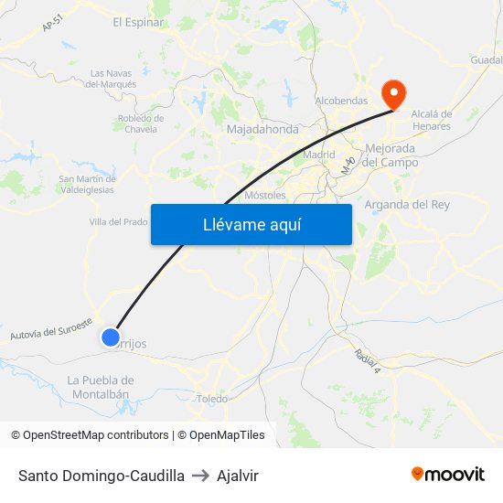 Santo Domingo-Caudilla to Ajalvir map