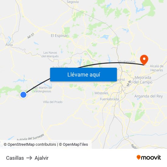 Casillas to Ajalvir map