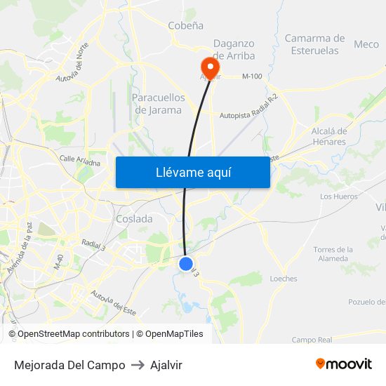 Mejorada Del Campo to Ajalvir map