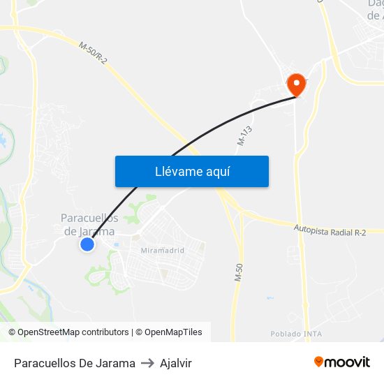 Paracuellos De Jarama to Ajalvir map