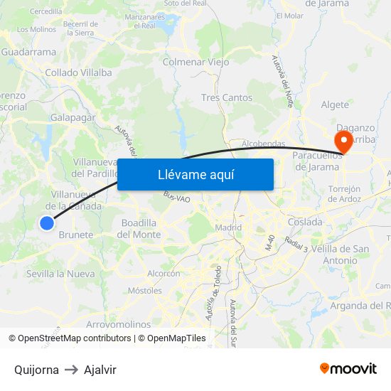 Quijorna to Ajalvir map