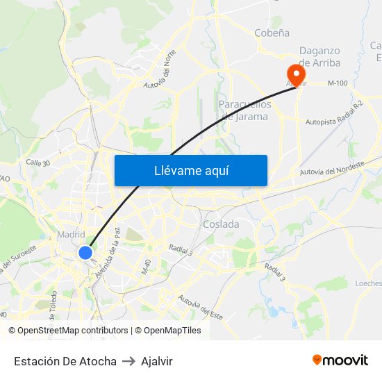 Estación De Atocha to Ajalvir map