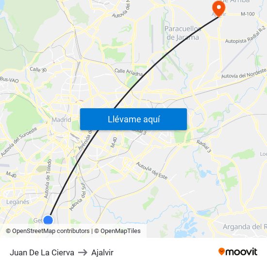 Juan De La Cierva to Ajalvir map