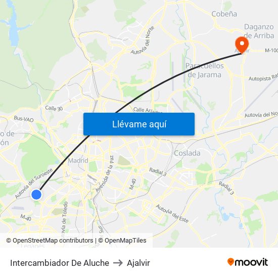 Intercambiador De Aluche to Ajalvir map
