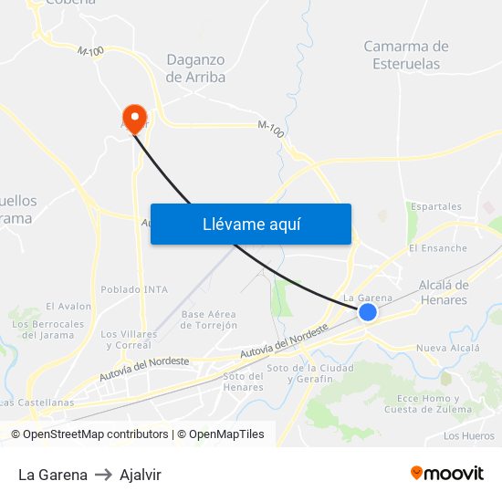 La Garena to Ajalvir map