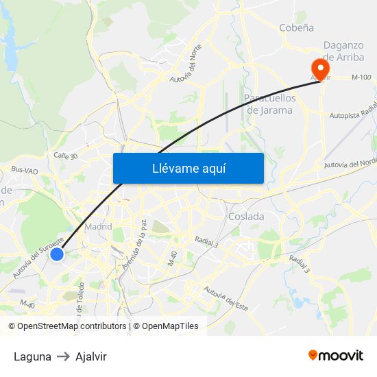 Laguna to Ajalvir map